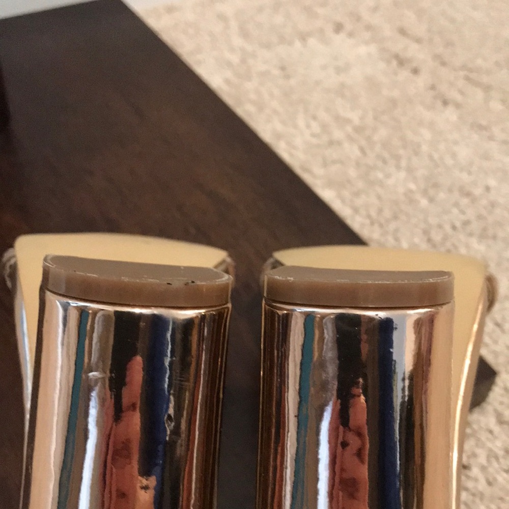 Final Price- CATHERINE MALANDRINO Metallic Rose Gold Ankle-Strap Heels - Picture 11 of 16